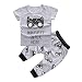 Qianyummy Newborn Baby Infant Boys Girls Outfit Printed T-shirt Tops Pants Clothes 1 Set (3-6 Months, White)