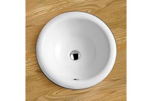 Clickbasin 420mm Diameter Como Round Under Counter Mounted Inset Basin White Ceramic Sink