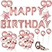Produktbild Lanero Happy Birthday Banner Konfetti Luftballons für 1. Geburtstag Dekorationen bis 18. Geburtstag Dekorationen Rose Gold Latex Luftballons Set für Mädchen / Jungen Geburtstag Folienballons