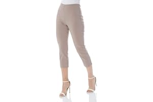 Roman Originals Cropped Trousers for Women UK Ladies Capri Leggings Summer Pants Short Crop Stretch 3/4 Length Three Quarter Pedal Pusher Clothes Elasticated Bengaline Cut Off