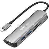 Amazon Basics 6-in-1 Type C USB to HDMI Adapter with 4K@30 Hz HDMI and SD/MicroSD Card Reader, for MacBook