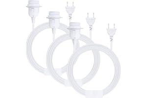 XEERUN Douille E27 avec Interrupteur, E27 avec fil Support de lampe pour ampoule, Supports pour Lampes avec anneau Fileté, Pour les suspensions, lampes de table, Lampes E27,Câble blanc 4.5 m