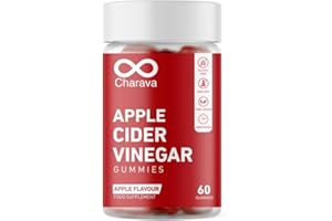Charava Gummies au vinaigre de cidre de pomme avec la mère 1000 mg enrichis en vitamine B12 et acide folique - 30 portions - 60 gommes végétaliennes ACV haute résistance - Ingrédients naturels -