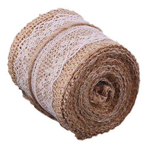 Hessisch Weiß Spitze Sackleinen Kunst Farbband für Vintage Hochzeit Zuhause Dekor 2M - 5