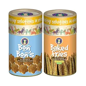 Tail Tale Veg Dog Food Gluten Free Biscuits for Adults & Puppy Vegetarian | Baked Fries 250 Grams | Bon Bon's 250 Grams(Combo of 2)