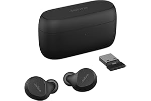 Jabra Evolve2 - Écouteurs Bluetooth sans fil True Wireless avec réduction de bruit active et MultiSensor Voice - Certifiés pour les applications de réunion virtuelle - Noir
