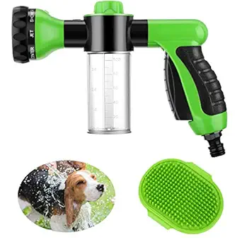 Weewooday 2 Pieces Pet Bathing Tool Set Include Livestock Foamer and Dog Rubber Comb, Spray Livestock Foamer Wash Foam Sprayer, Pet Bath Brush Rubber Dog Comb for Pets Showering (Green)