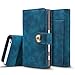 Produktbild Sony Xperia X Compact Hülle, Sony Xperia X Compact Schutzhülle Leder Hülle, Alfort 2 in 1 Retro Ledertasche Design Dual Use Falten Premium PU Leder Tasche Kartenfach Case Cover Flip Mappen Kasten Abdeckung für Sony Xperia X Compact 4.6" Smartphone mit einem Magnetverschluss ( Marineblau )