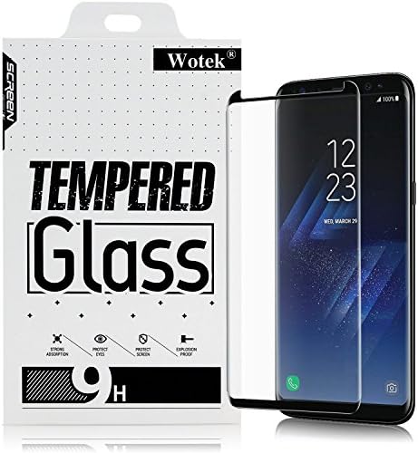 Samsung Galaxy S8, wotek Full Coverage 3D 3D Curved Tempered Glass Screen Protector Film Tempered Glass Protection Screen Full Cover with 3D Effect for Samsung Galaxy S8 (Black)