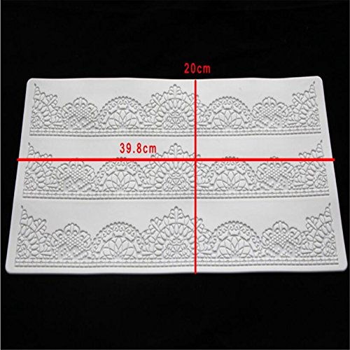 39,8 x 20 cm weiß- und Fondant Silikon Spitze Backen Matte Blumen Muster Silikon Form Pad für Kuchen dekorieren Tools Backpinsel, Backform - 5