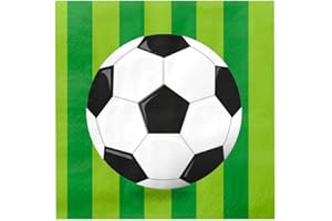 PD-Party: 16 Stück Fußball Servietten - Party Deko für Geburtstage und Parties - Perfekt für jeden Kindergeburtstag - Liebevolle Fußball Geburtstag Deko für Jungen - Fußball Geburtstag - 16x16 cm