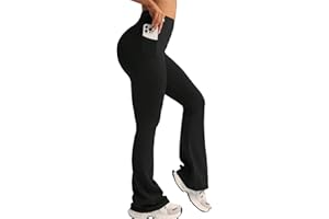 XDSP Pantalon de Yoga Boocut Femmes Taille Haute Opaque Bootcut Yoga Pants avec 2 Poches Contrôle du Ventre Bootcut Legging sans Couture Pantalon de Sport Fitness Gym Pilates Jogging Danse
