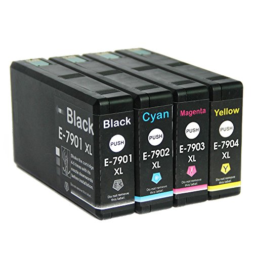 LCL(TM) 79 79XL T7901 T7902 T7903 T7904 (4-Pack,Noir/Cyan/Magenta/Jaune) Cartouche d'encre Compatible pour Epson WorkForce Pro WF-4630DWF/4640DTWF/5110DW/5190DW/5620DWF/5690DWF