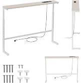 Maclean Console for placing behind the sofa, power strip (White) | USB-A 10 W, height adjustable from 62 to 83 cm, steel fram