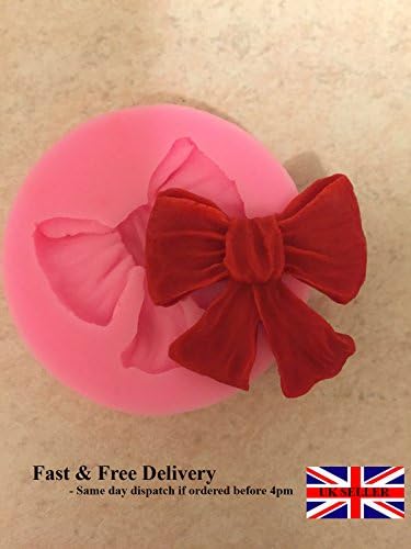 Cute Bow Ribbon flower Silicone Mould Fondant Icing Cake Cupcake Topper Mold Ice (pink)
