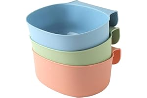 Wankd 3x Auffangschale für Küchenabfälle zum Einhängen - 3er Set Mülleimer Abfall Behälter für Bio Müll (Green+Blue+Pink)