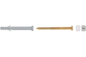 fischer - Kit de fixation pour WC au sol S8RD 80WCR - 2 chevilles S 8 RD 80, 2 vis à bois en inox A2 6x85 mm, 2 capuchons chromés