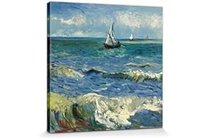 1art1 Vincent Van Gogh Poster Das Meer Bei Saintes- Maries-de-la-Mer, 1888 Bilder Leinwand-Bild Auf Keilrahmen | XXL-Wandbild Poster Kunstdruck Als Leinwandbild 40x40 cm
