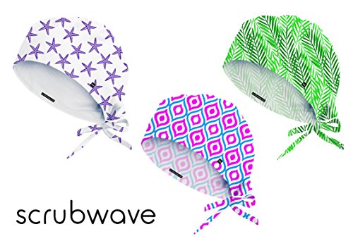 Scrubwave Medical Hats - Pack of 3 Hats for Long Hair (Nature)