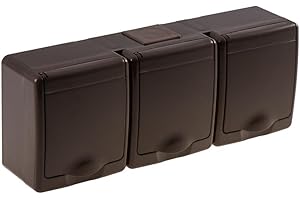 AW-TOOLS 3fach Steckdose Aufputz-Montage braun Feuchtraum IP44 16A 250V