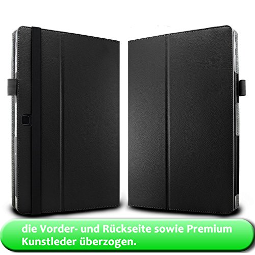 Infiland Samsung Galaxy Tab Pro S 12 Zoll Hülle Case -Slim Fit Folio PU-lederne dünne Kunstleder Schutzhülle Cover Tasche für Samsung Galaxy Tab Pro S SM-W708 30,7 cm (12 Zoll) Tablet-PC(mit Auto Schlaf / Wach Funktion,Tablet und Tastatur sind nicht entgehaltet)(Schwarz) - 2