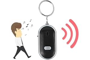 SONEW Key Finder Voice Control Anti-Lost Device Key Finder with Whistle for Pet Keychain Locator Key Suitcase（2 colors for your choice）(Black)