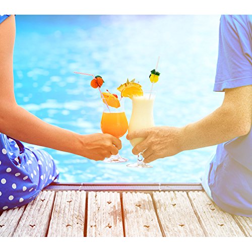 Blulu 50 Stück Gemischte Farbe Cocktail Trinken Flexible 3D Frucht Strohhalme - 5