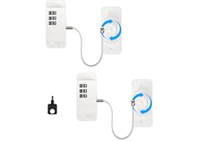 Lot de 2 Securite Réfrigérateur à Combinaison pour Enfants, NewBinn Serrure Cadenas Frigo Verrouillage de Sécurité pour Congélateur Fenêtres Placards Tiroirs, Sans perçage, Blanc