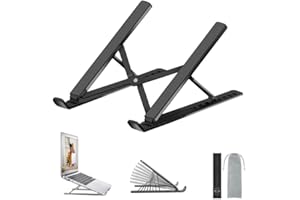 OUGEP Soporte para Portátil, Múltiples Ángulos Ajustable Soporte para OrdenadoTabletas, Ergonómico y Protector Ventilado Plegable para Macbook DELL, HP otro10-15.6” Laptop(Negro2)