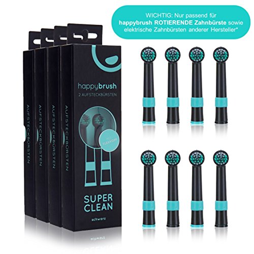 Preisvergleich Produktbild happybrush Aufsteckbürsten ROTIEREND, 8 Stück (schwarz)