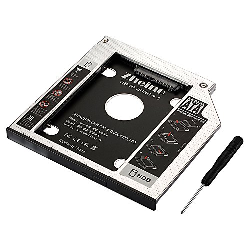 Zheino 9.5mm Aluminum SATA Second HDD Caddy Festplattenrahmen 2. HDD / SSD Caddy Adapter SATA Festplatte für Notebook mit SATA Laufwerkschacht universal CD/DVD-Rom