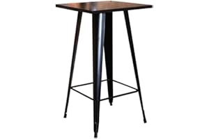LANTUS Mesa de bar alta, mesa de bistro Aperitivo mesa de cocina o salón moderno, mesa alta de bar diseño industrial, mesa alta bistró diseño industrial madera metal de pino (negro)