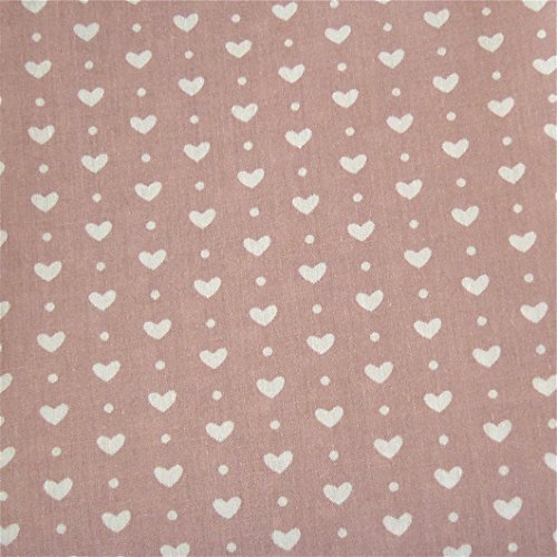 0,5m Stoff altrosa Hearts and Dots Meterware 100% Baumwolle 1,4m breit