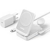 Anker MagGo 3'&uuml; 1 Arada Şarj İstasyonu, Qi2 Sertifikalı, 15W Kablosuz Şarj Standı, MagSafe Uyumlu, (40W USB-C G&uuml;&ccedil; Adapt&ouml;r&uuml; il