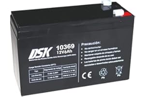 DSK 10369 - Batteria al piombo sigillata AGM da 12V e 6Ah ad alta scarica Batteria ideale per UPS-SAI, sistemi di sicurezza e comunicazione, luci di emergenza