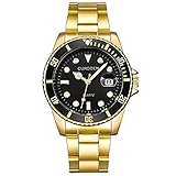 Frauen Uhren,Moeavan POTO Unisexarmbanduhr-Freigabe auf Verkäufen Mode-Geschäfts-Militäredelstahl-Datum Sport-Quarz-analoge Armbanduhr-Geschenk-Uhren (Gold)