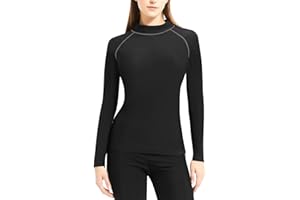 TERODACO Rash Vest Women Quick Dry SPF50 Swim Top Women Long Sleeve Stretchy Rash Guard Ladies Swimsuit Surfing Wetsuit Top,Soft Lightweight Seamless