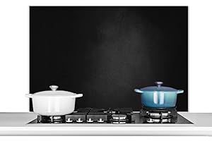 KitchenYeah© Antisalpicaduras Cocina 100x65 cm Protector Salpicaduras Pared Chapa Aluminio Kitchen Panel Vitrocerámica Accesorios Salpicadero Decoración Hormigón - Negro - Gris - Textura