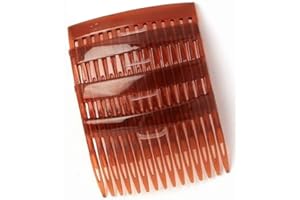 HD Novelty Set of 4 Tort Plain Hair Combs Slides 7cm (2.8") French Side Combs Plastic Twist Comb Strong Hold Hair Clips Accessories for Girls Women (15 Teeth)