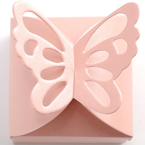 50 x Gastgeschenk Schachtel Geschenkbox Hochzeit Kaestchen Schmetterling?pink - 3