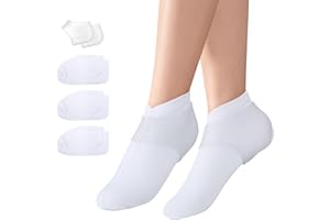 ‎SEGBEAUTY Segbeauty Feuchtigkeitsspendende Socken, 3 Paar Fusspflege Socken und 1 Paar Silikon Fersenschutz, Wiederverwendbar und Waschbar, für Trockene Rissige Füße (Weiß)