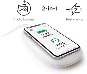 SanDisk iXpand Wireless Charger 128GB, 10W fast wireless charger with photo backup for Qi-compatible phones (iPhone XS MAX/XR/XS/X/8/8 Plus, Galaxy S10/S10 Plus/S10E/S9,5W and other phones)