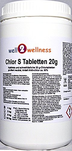 Chlor S Tabletten - schnell lösliche Chlortabletten 20g / Chlortabs 20g, 1,0 kg
