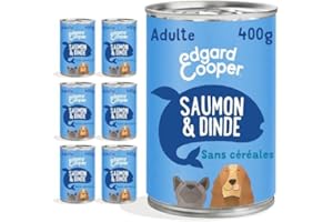 Edgard & Cooper Pâté Pour Chien, (Saumon & Dinde, 400g x 6), Sans Céréales, Viande et poisson frais et protéines de qualité, Vrais ingrédients pour chiens, Hypoallergénique, Sans sucres ajoutés