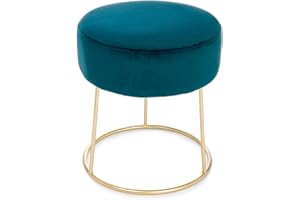 Yellow shop - Pouf sgabello Ø 35xH40 cm in velluto CLARISSA Giallo ocra Grigio Verde bottiglia Verde petrolio (Verde petrolio)