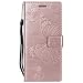 Produktbild DENDICO Galaxy S9 Hülle, PU Leder Handyhülle mit Standfunktion und Kartenfach, Schmetterling Muster Magnetverschluss Flip Brieftasche Etui TPU Schutzhülle für Samsung Galaxy S9 - Or Rose