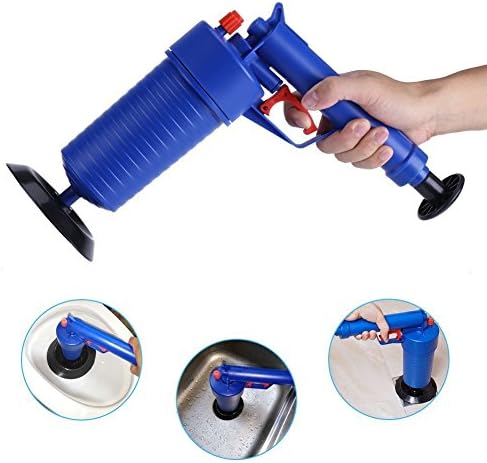 ALKK Air Power Drain Blaster Gun, High Pressure Powerful Manual Sink Plunger Opener Cleaner Pump For Bath Toilets, Bathroom, Shower, Kitchen Clogged Pipe Bathtub(Blue)