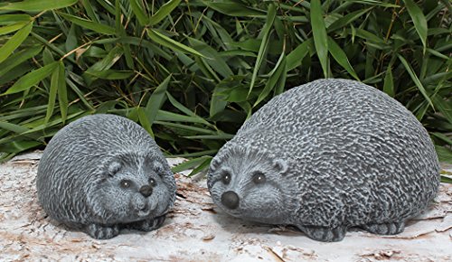 Gartenfiguren Igel 2er Set Steinguss Schiefergrau - 2