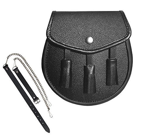 Leather sporran scottish highland wear celtic chain belt kilt accessories