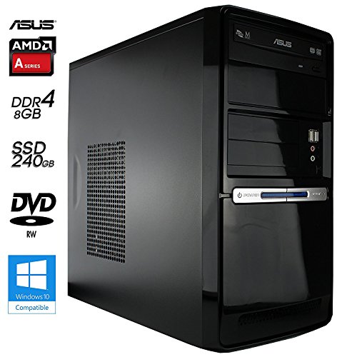 SONOGARD BasicLine Office Home Work Eco, AMD A4-5300 2x 3.40GHz Turbo: 3.70GHz, ASUS A68HM-PLUS, onBoard AMD Radeon HD7480D, 8 GB DDR3 RAM, 240 GB SSD, System Power 350W, Desktop PC ohne Betriebssystem